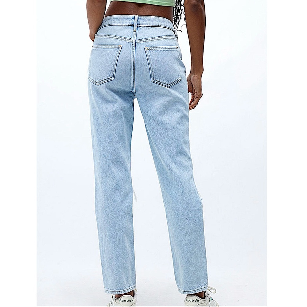 PacSun Mom Jeans High-Rise Distressed Light Wash Denim - Picture 3 of 16
